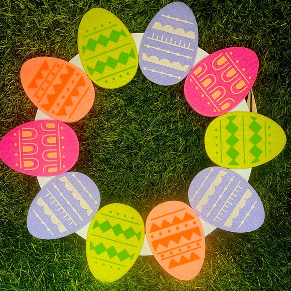 Target Spritz Felt Colorful Egg 14" Wreath Hanging Decor & EASTER tabletop sign - Picture 2 of 8